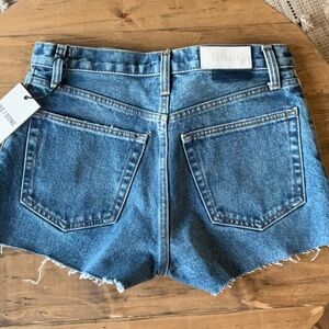 Re/Done Blue Jean Shorts with Frayed Hem 26